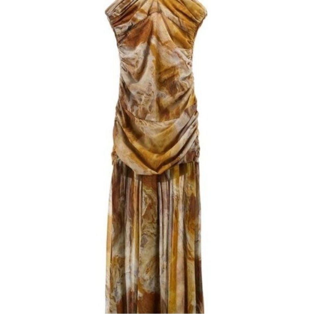 Zara Silk Halter Ruched Maxi Dress BNWT - Picture 5 of 11